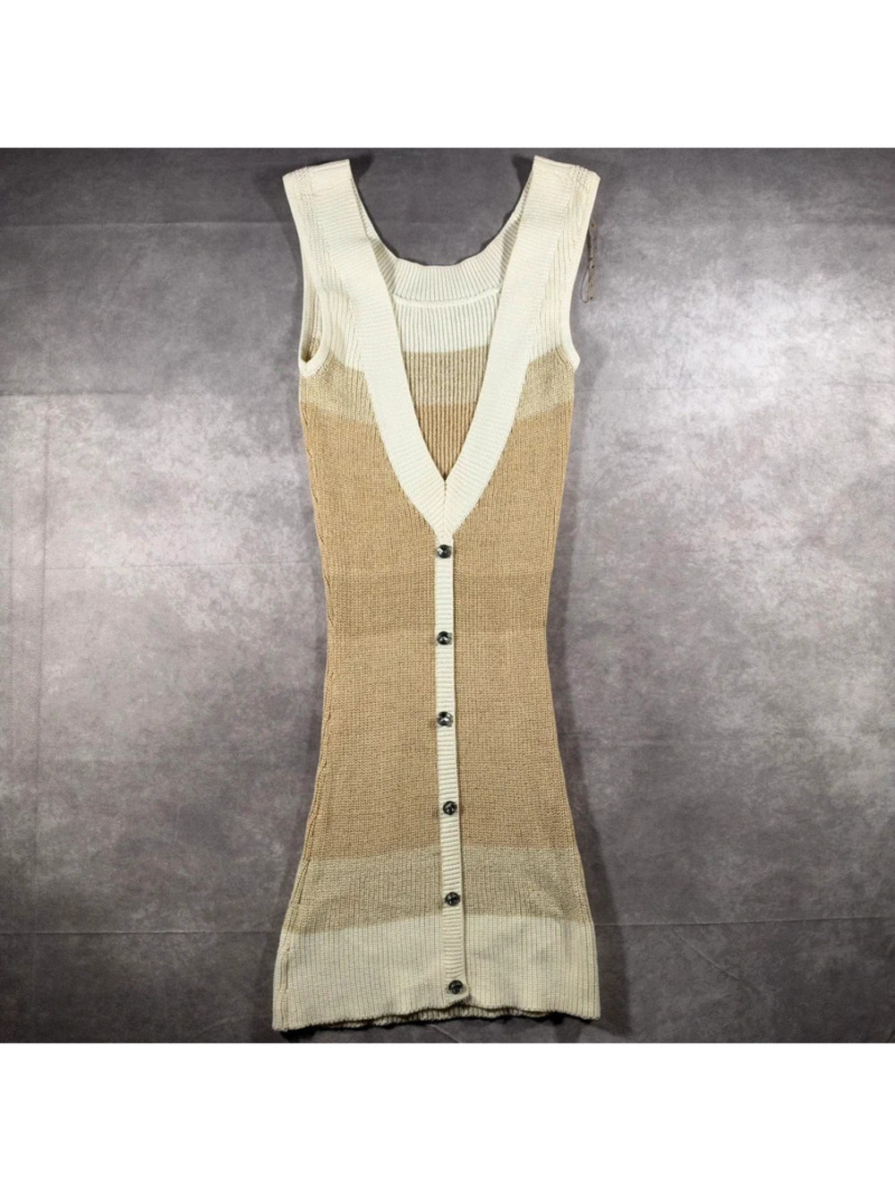 Vintage Apple Bottoms Y2K Metallic Knit Button Front Dress Long Sweater Vest M